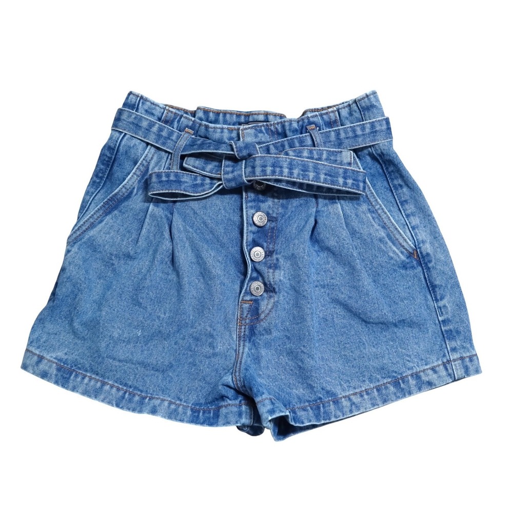 Abercrombie & Fitch Natural Rise Shorts Women 25 0 Denim Paperbag Button Fly
